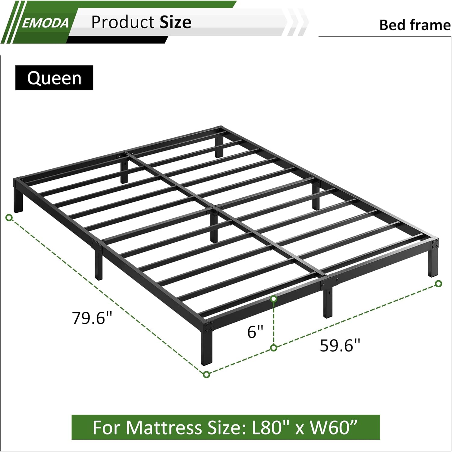 Queen Bed Frame 6 Inch Height
