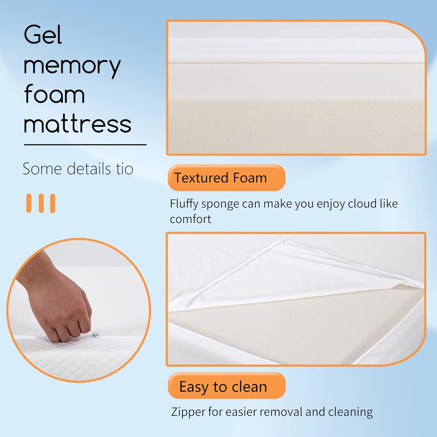 BestMassage Twin Size Mattress 5 Inch Gel Memory Foam Mattress