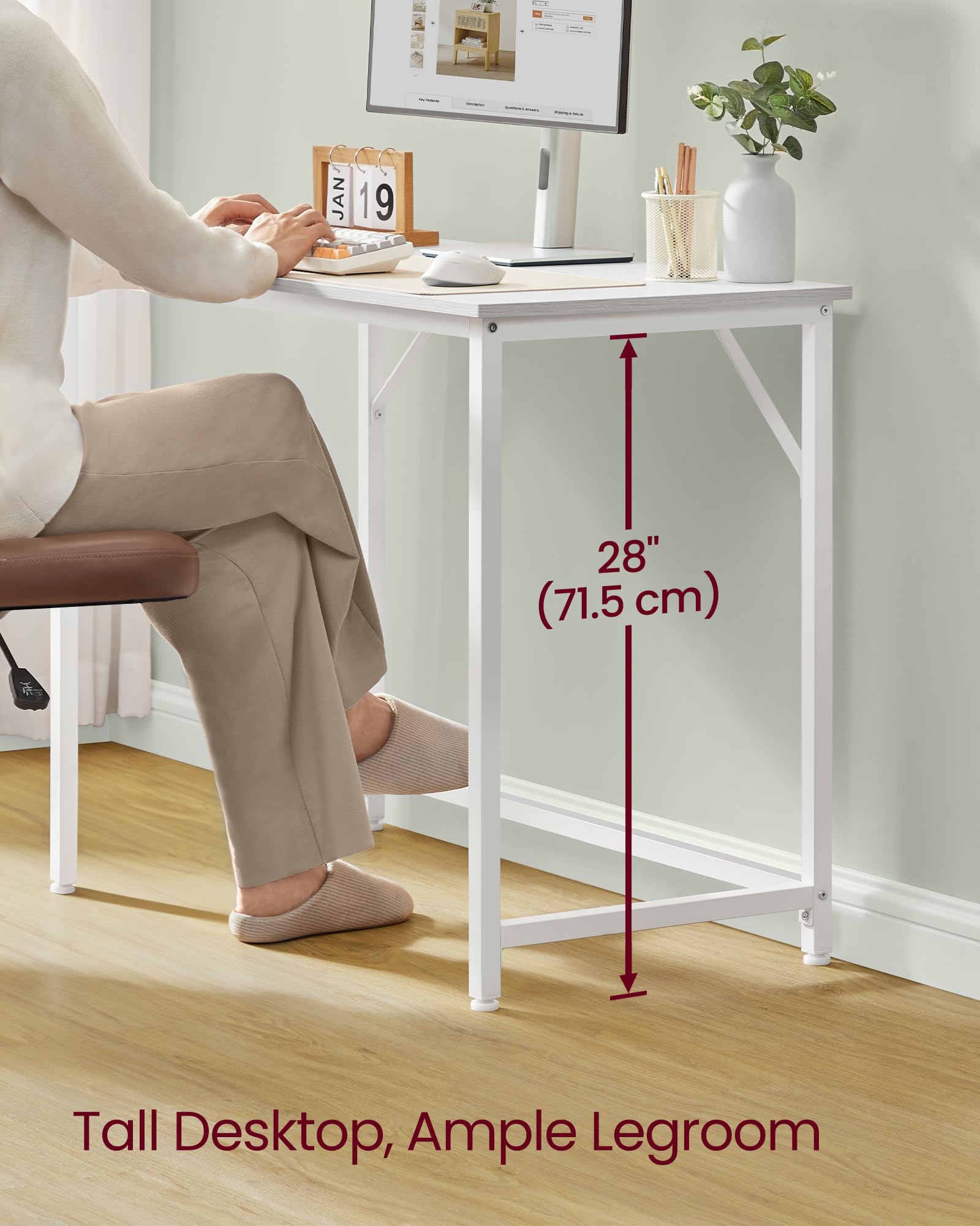 VASAGLE Computer Desk 39.4'' – Maple & Cloud White