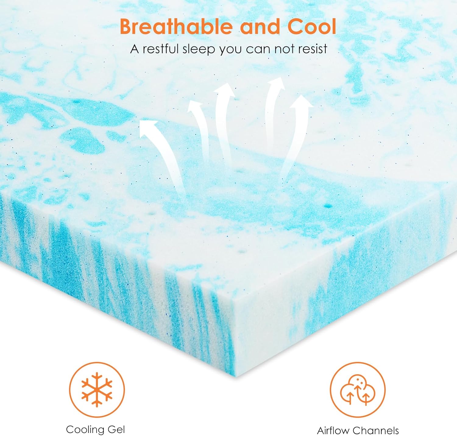 Sweetcrispy Mattress Topper King 3 Inch Thick Memory Foam Gel