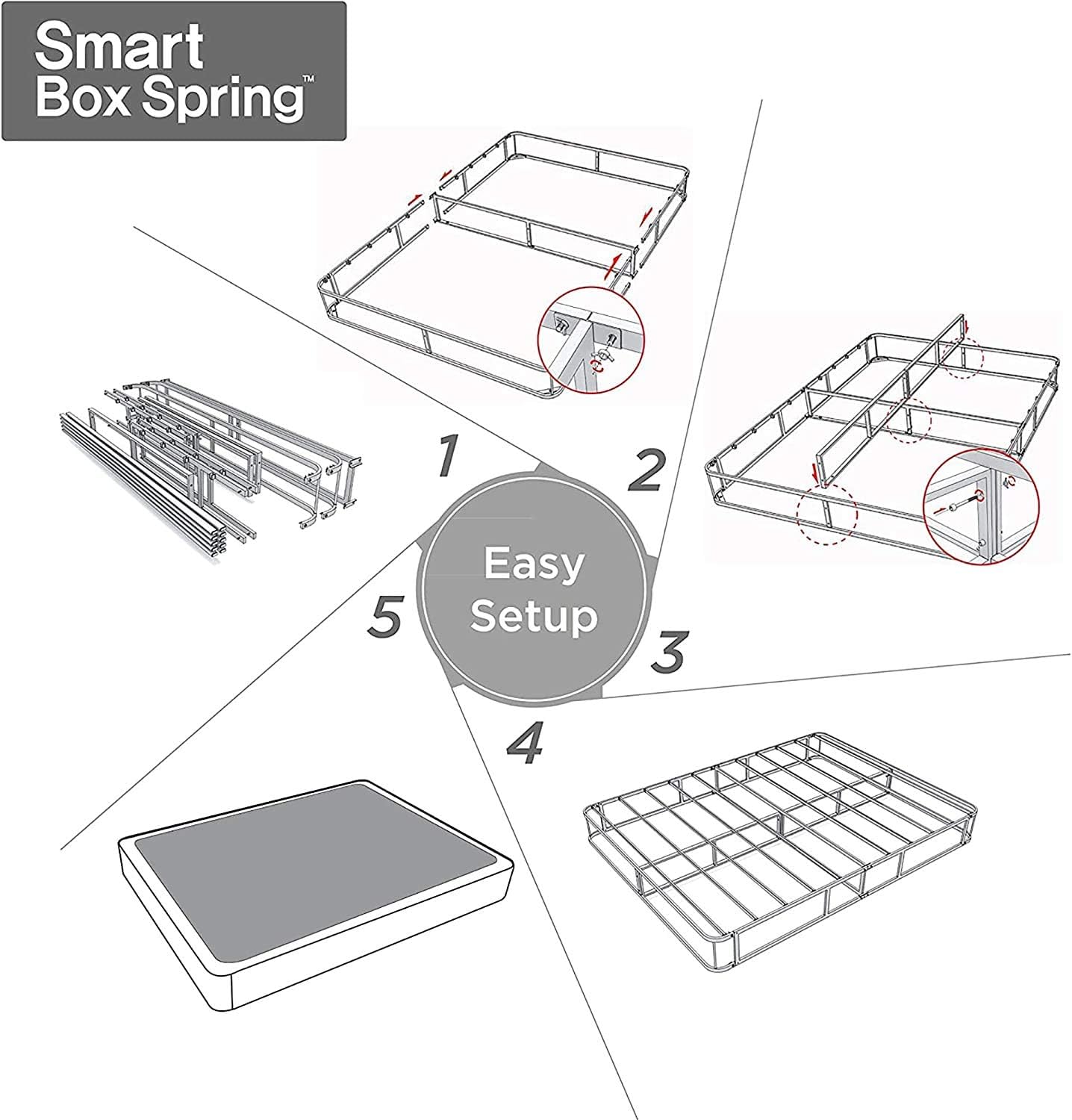 ZINUS 9 Inch Metal Smart Box Spring with Quick Assembly,