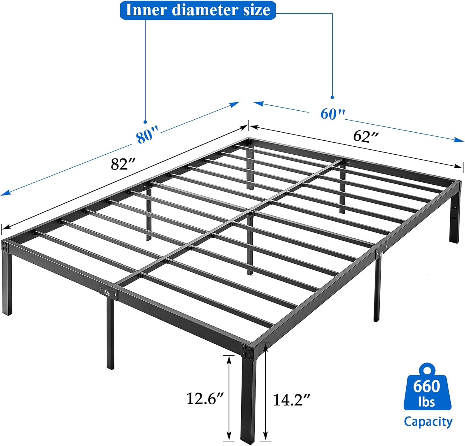 VECELO 14 Inch Queen Metal Platform Bed Frame