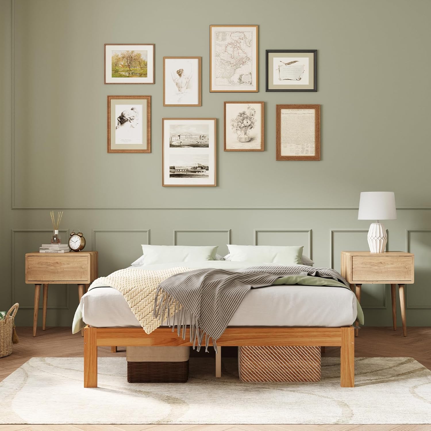 Novilla 12 Inch Wooden Queen Bed Frame