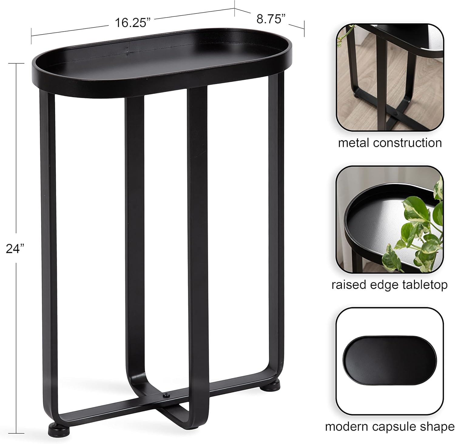 Kate and Laurel Zabel Capsule Narrow Metal Side Table