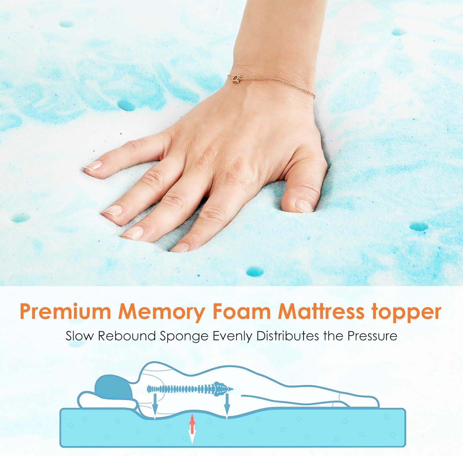 Sweetcrispy Mattress Topper King 3 Inch Thick Memory Foam Gel