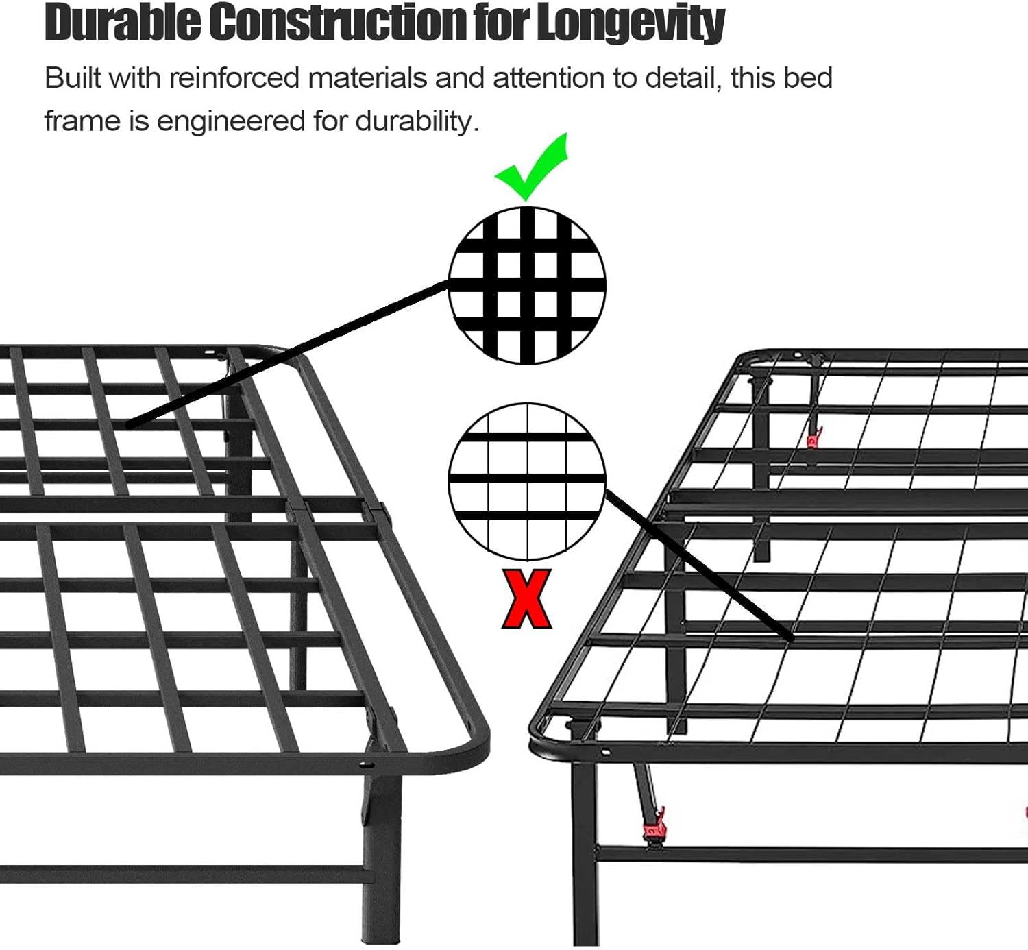 ZIYOO Heavy Duty Full Size Folding Bed Frame