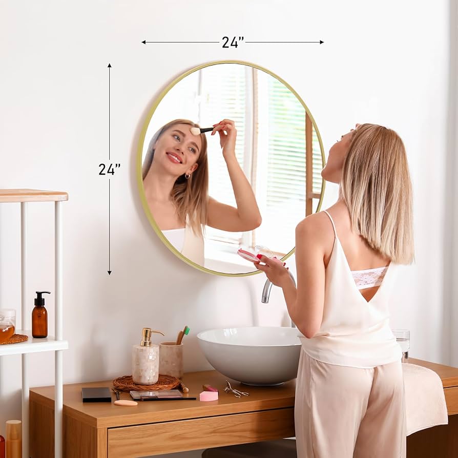 Sweetcrispy 24'' Gold Round Wall Mirror – Bathroom & Bedroom