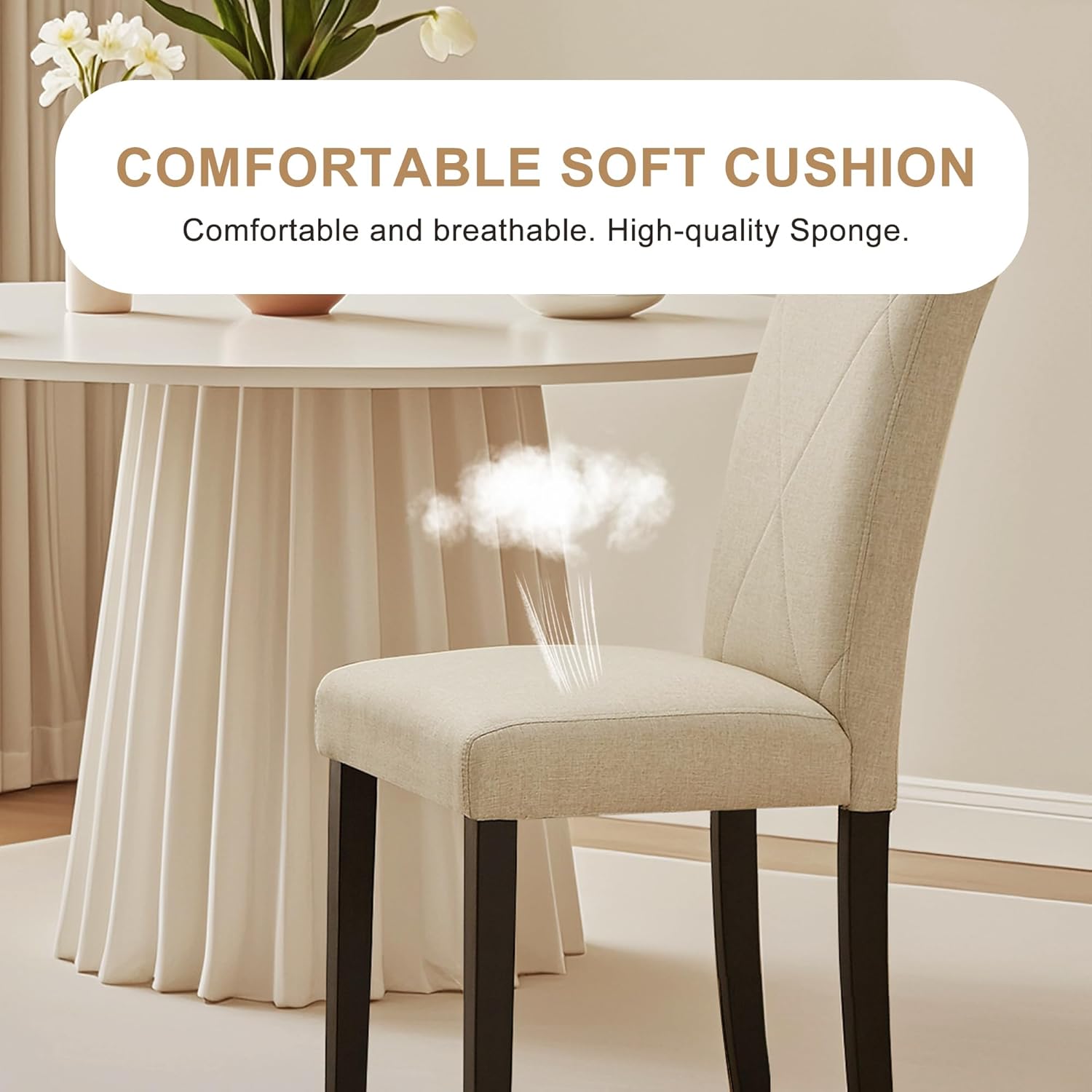 VECELO Upholstered Dining Chairs Set of 2