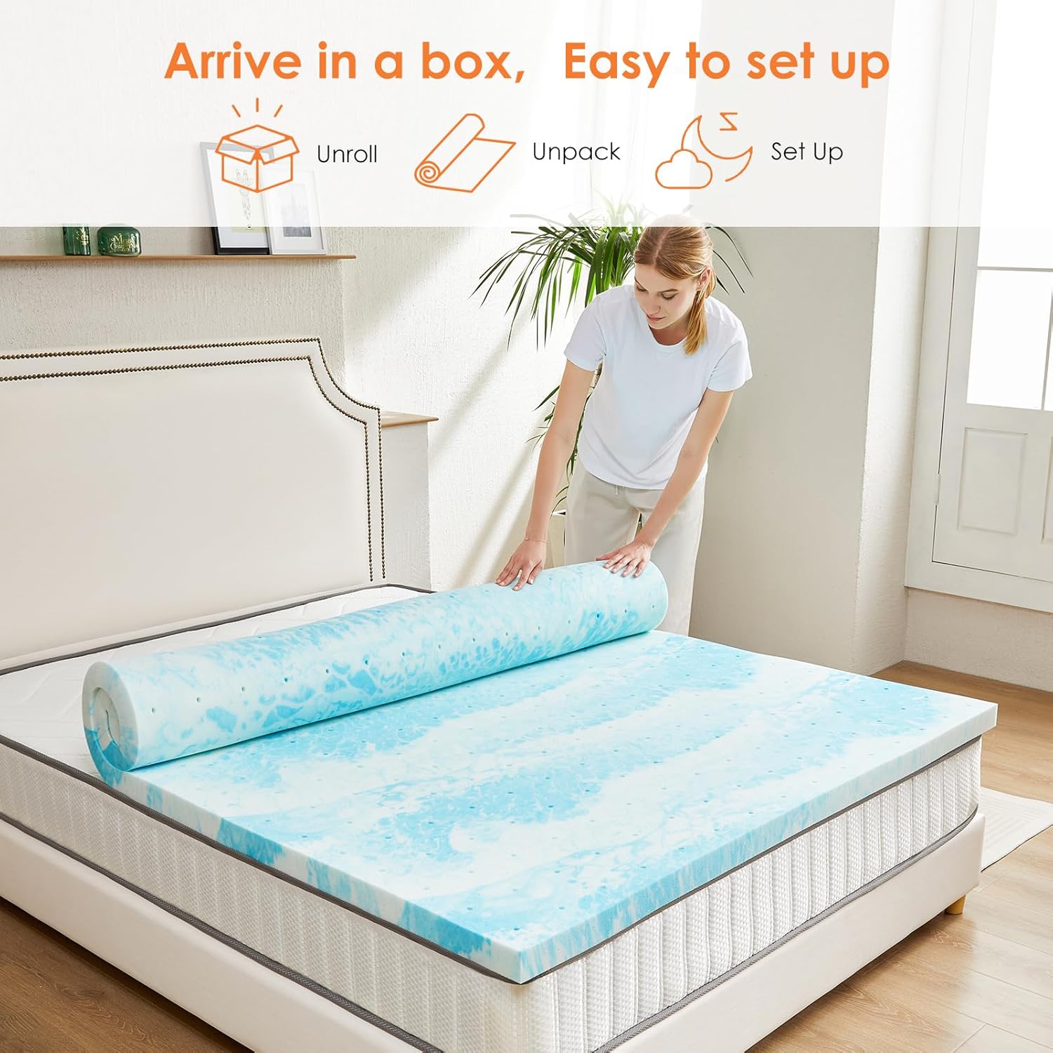 Sweetcrispy Mattress Topper King 3 Inch Thick Memory Foam Gel