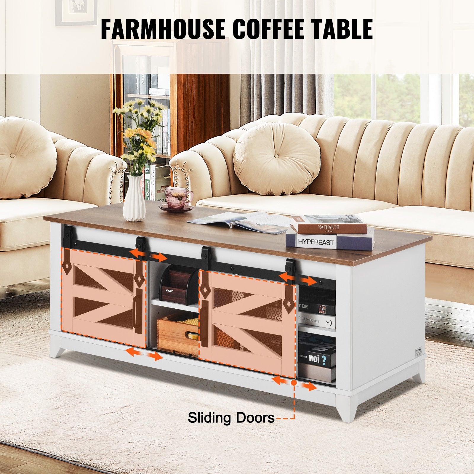 VEVOR 48" Farmhouse Coffee Table