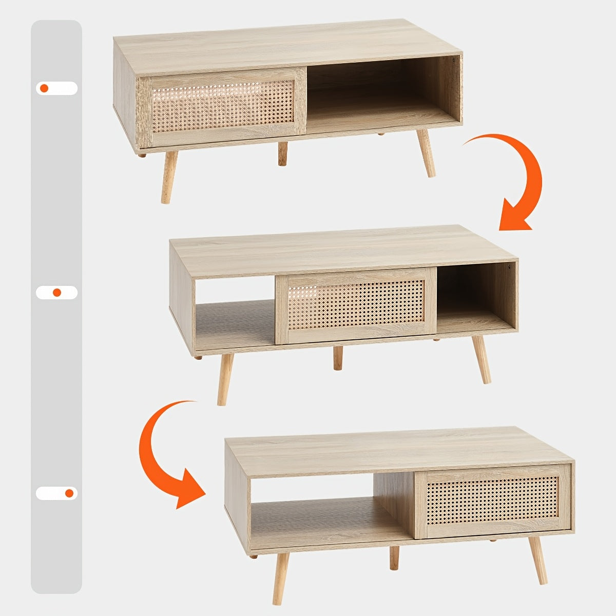 42” Modern Light Wood Coffee Table with Two-Tier Storage