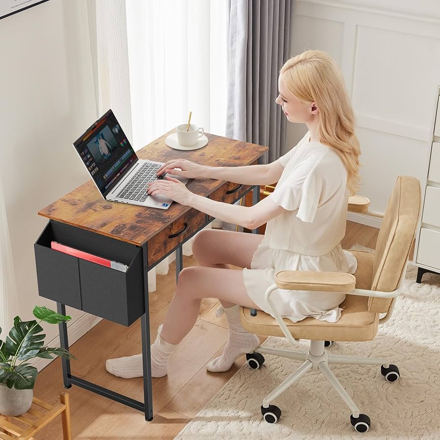 Sweetcrispy 32'' Small Computer Desk – Rustic Brown