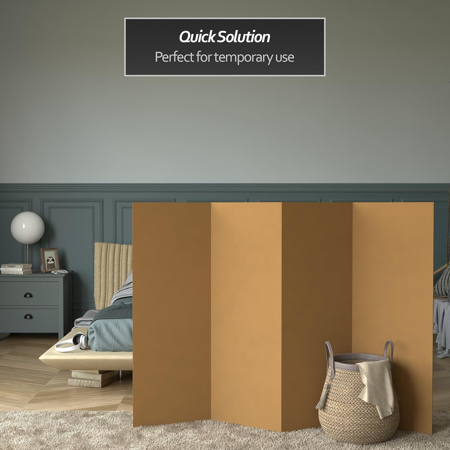 4 ft. Short Brown Temporary Cardboard Folding Screen