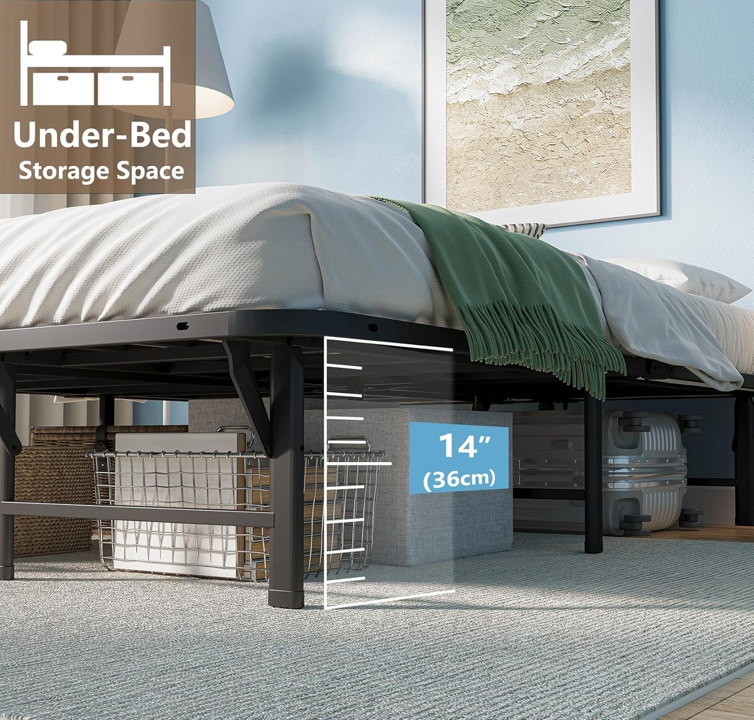 ZIYOO Heavy Duty Full Size Folding Bed Frame