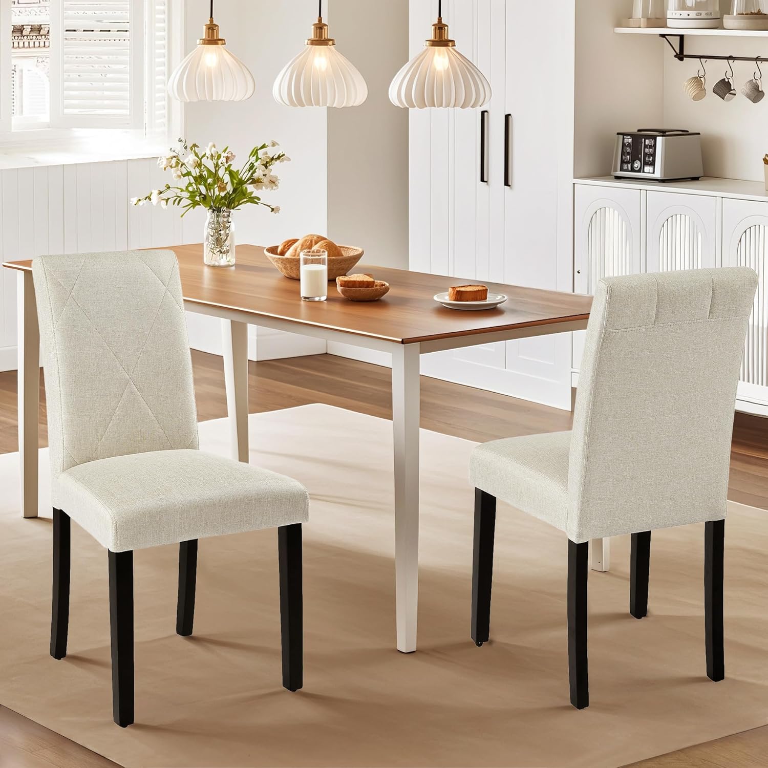 VECELO Upholstered Dining Chairs Set of 2