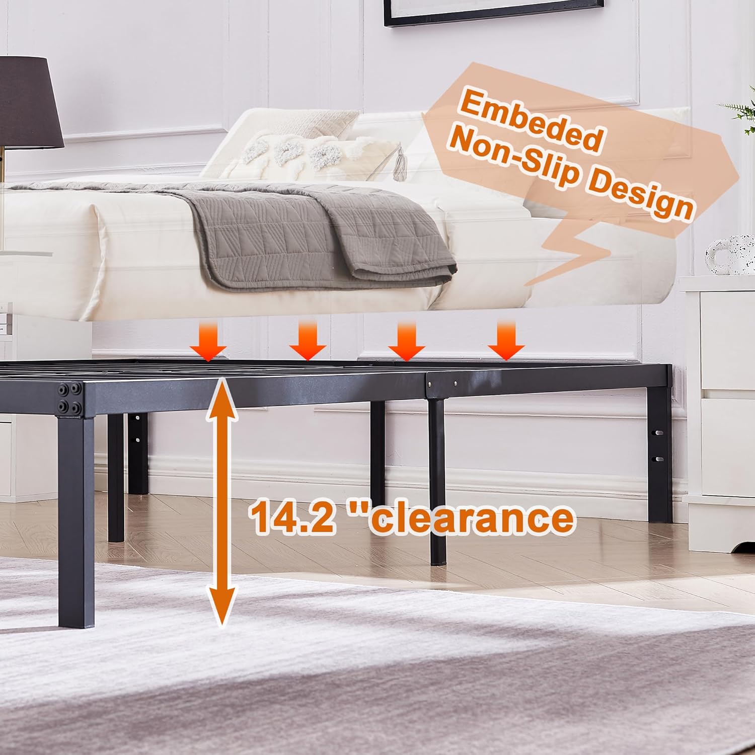 VECELO 14 Inch Queen Metal Platform Bed Frame