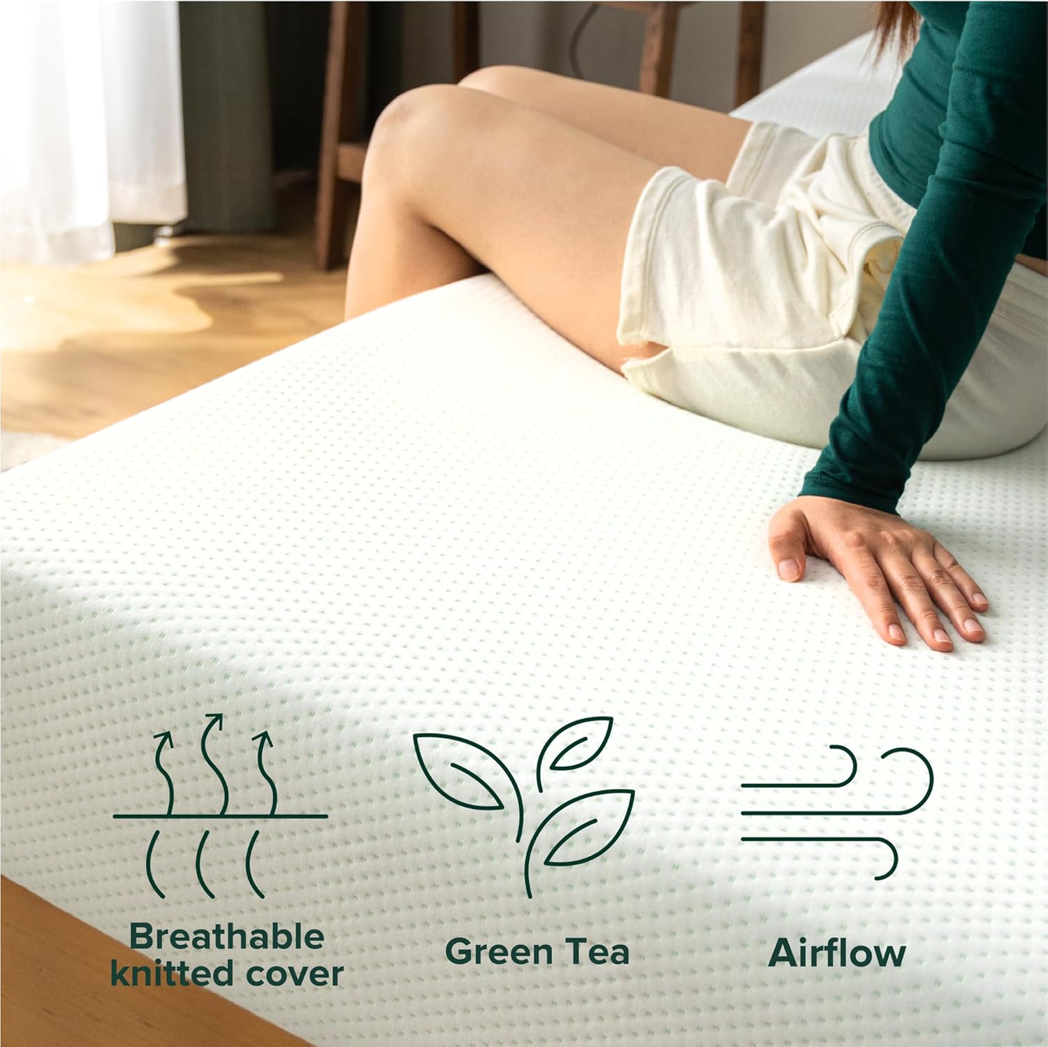 ZINUS 5 Inch Twin Size Green Tea Memory Foam Mattress