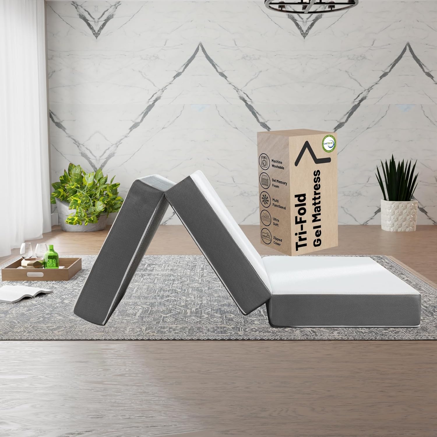 Greaton, 5-Inch Tri-Folding Gel Memory Foam Portable Floor Mattress