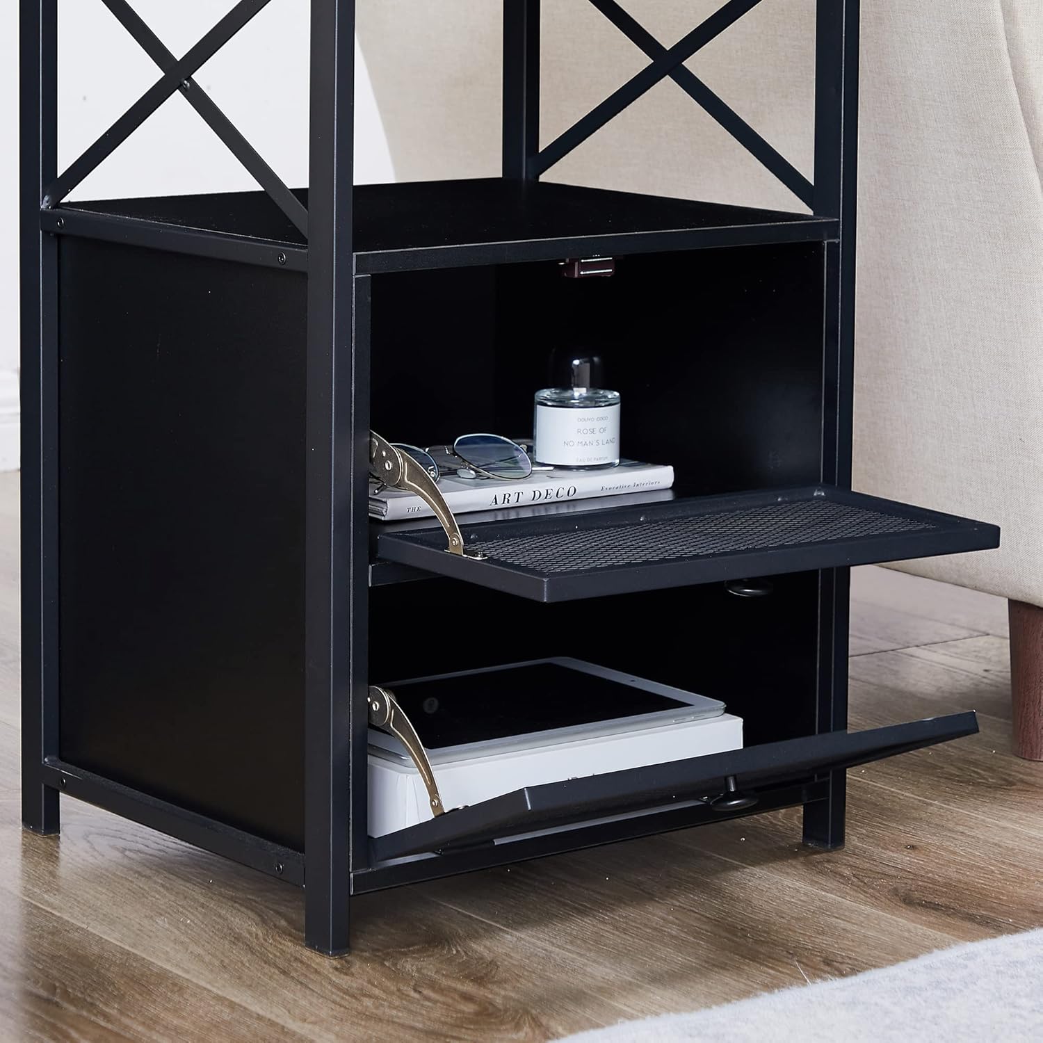 VECELO Nightstand End Table with flip Drawer