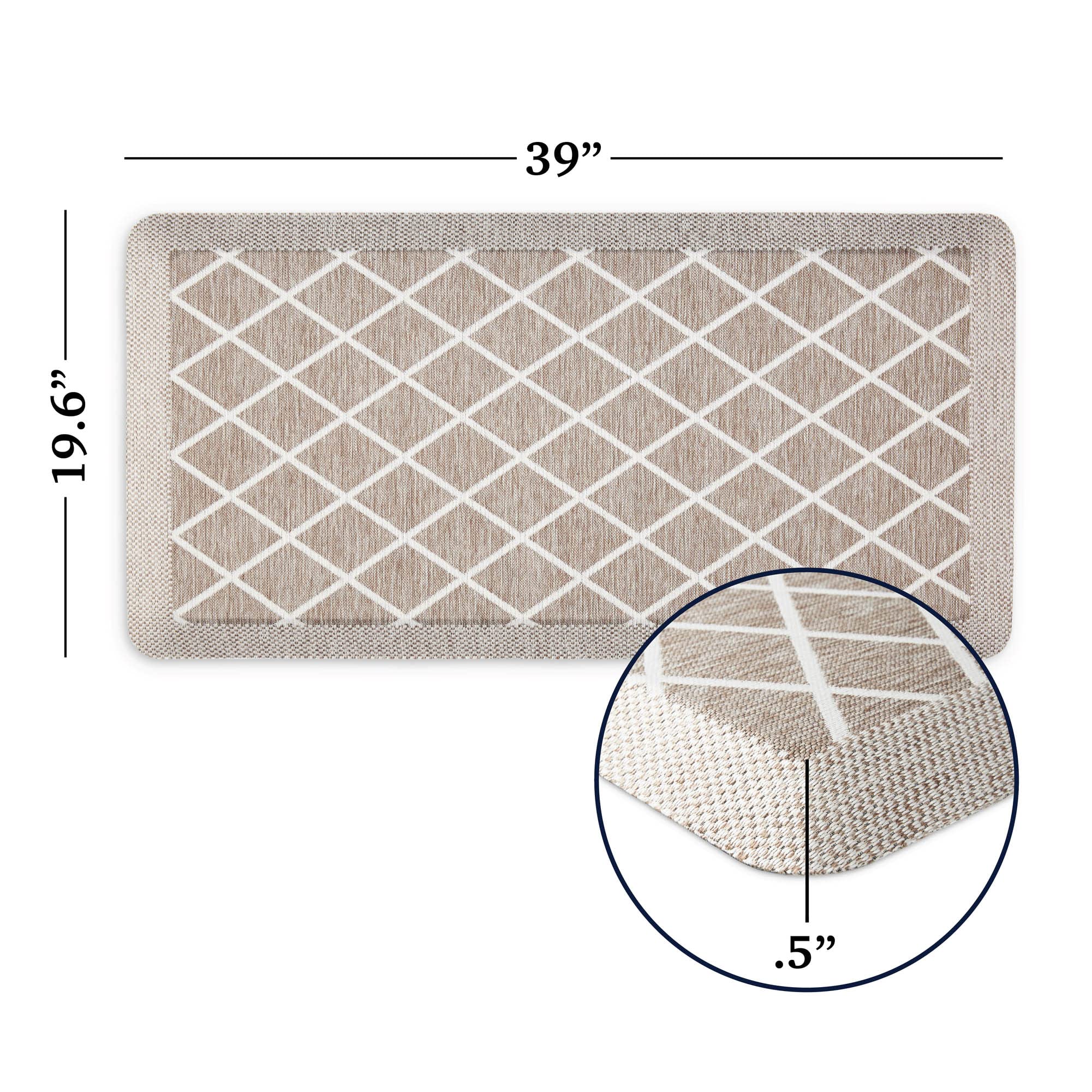 Martha Stewart Miles 19.6'' x 39'' Beige Anti-Fatigue Kitchen Mat