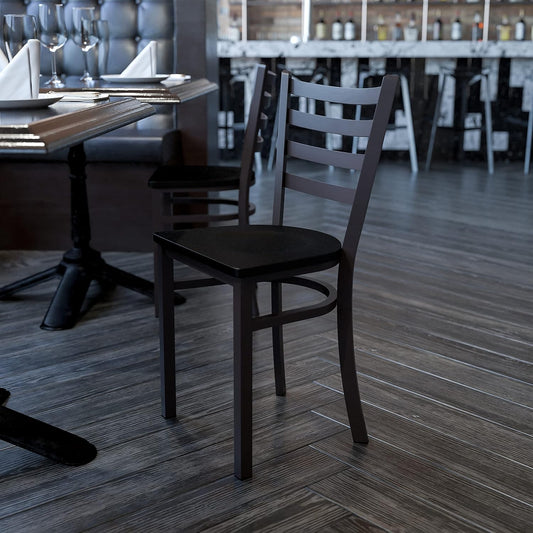Flash Furniture HERCULES Series Black Ladder Back Metal Restaurant Chair