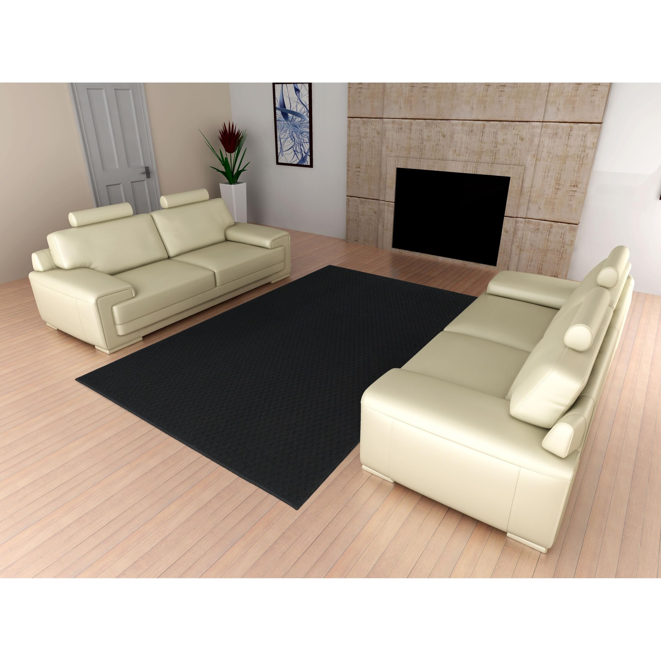 Garland Town Square Black Non-Slip Area Rug 3' x 5'