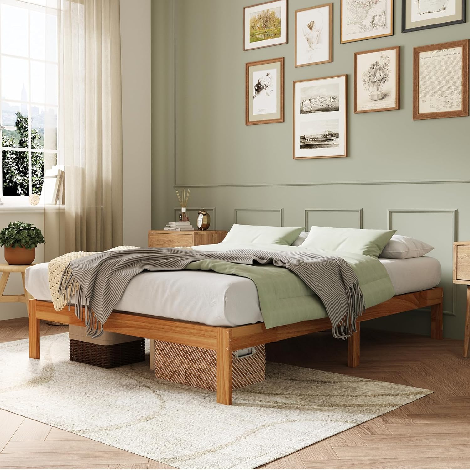 Novilla 12 Inch Wooden Queen Bed Frame