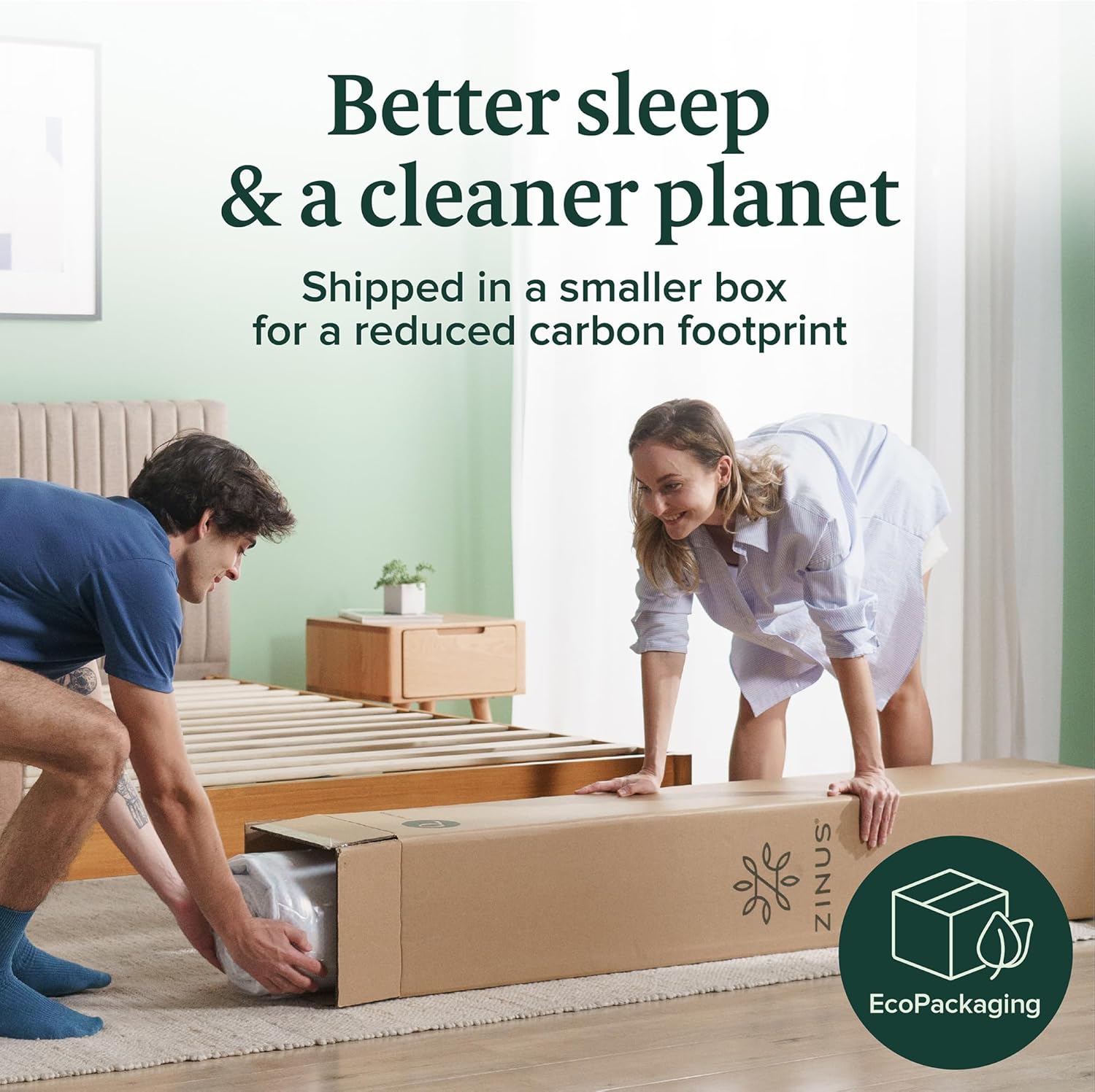 ZINUS 5 Inch Twin Size Green Tea Memory Foam Mattress