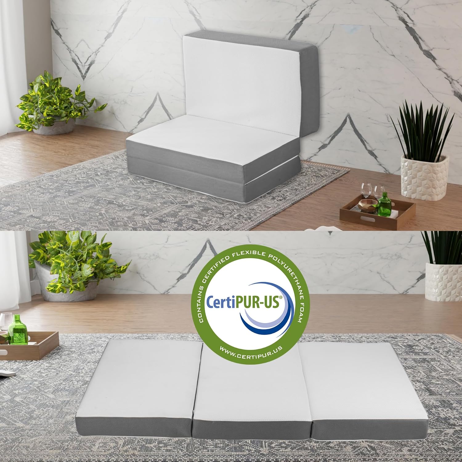 Greaton, 5-Inch Tri-Folding Gel Memory Foam Portable Floor Mattress