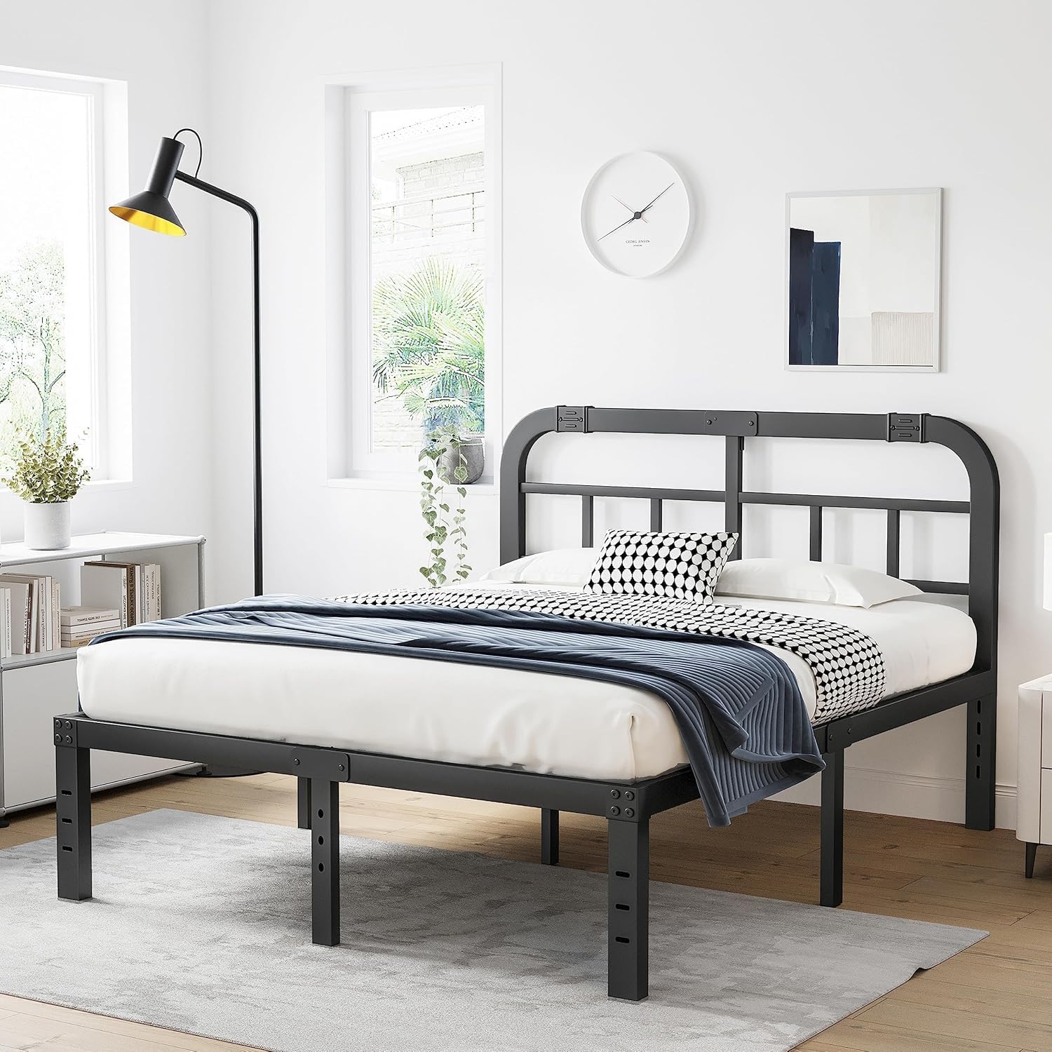 ZIYOO Queen Size Bed Frame with Headboard