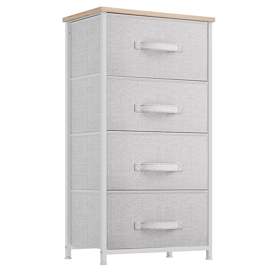 YITAHOME 4-Drawer Fabric Dresser – White
