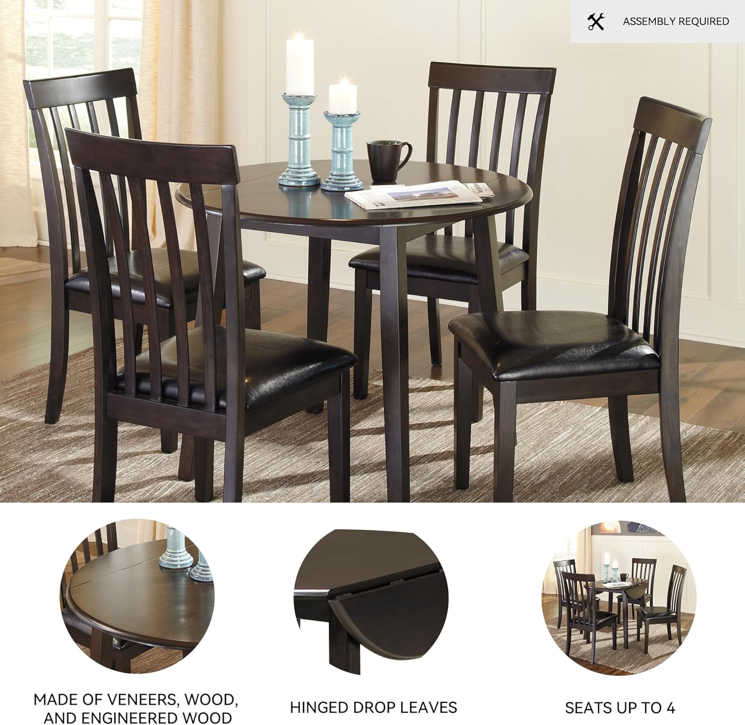 Ashley Hammis Round Dining Room Drop Leaf Table