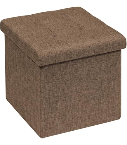 SONGMICS Mazie 15'' Storage Ottoman – Coffee Brown