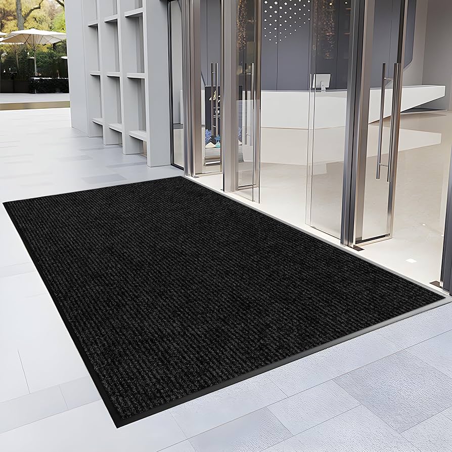 Ottomanson 2' x 5' Hallway Runner – Durable Non-Slip Scraper Pile Rug, Black