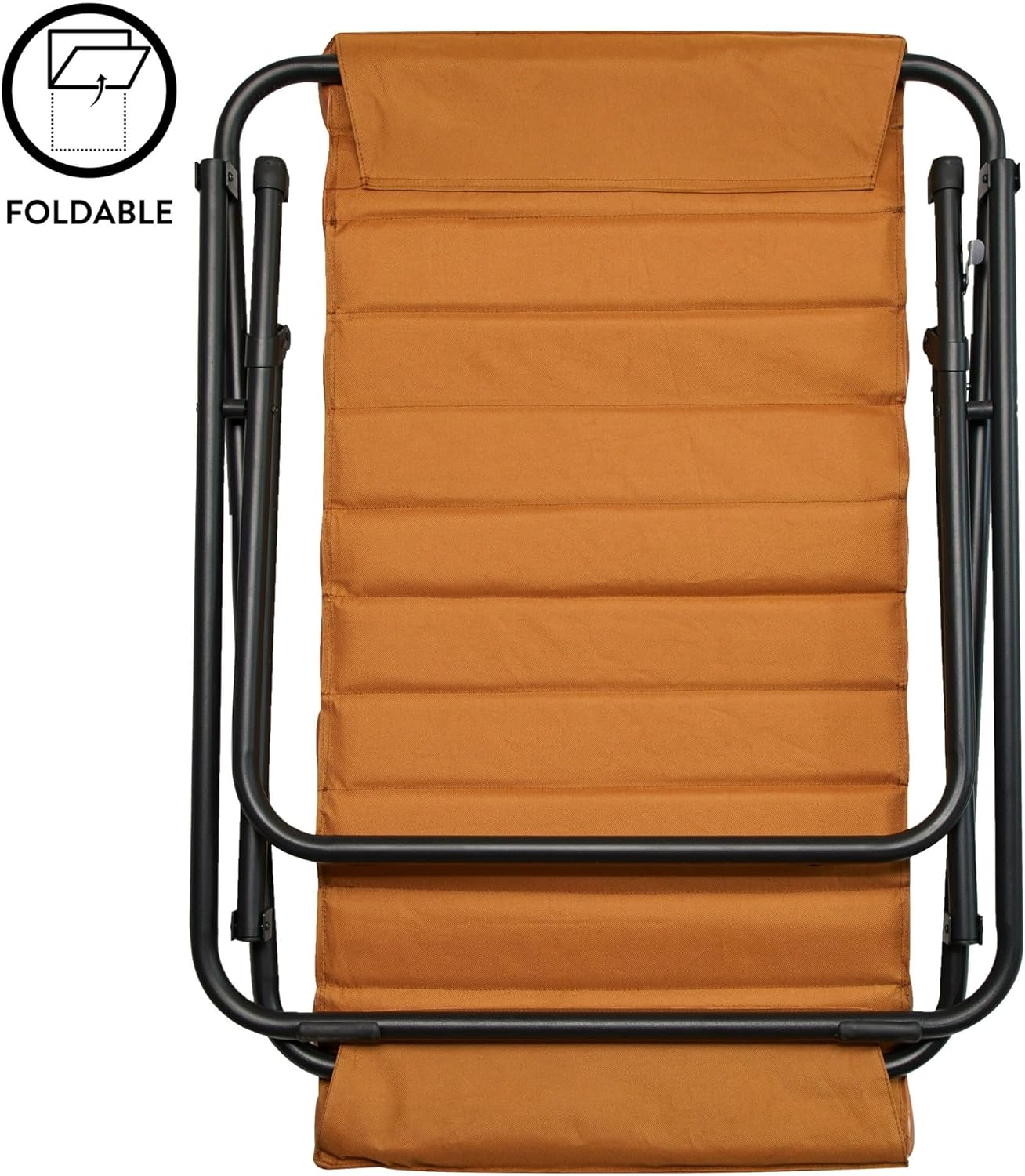 Urban Lifestyle Vegan Leather Ribbed Folding Sling Lounge Chair with Metal Frame