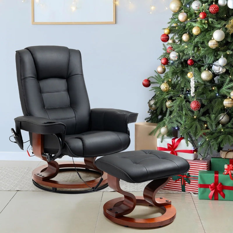 Heated Massage Recliner Chair with Ottoman – 360° Swivel