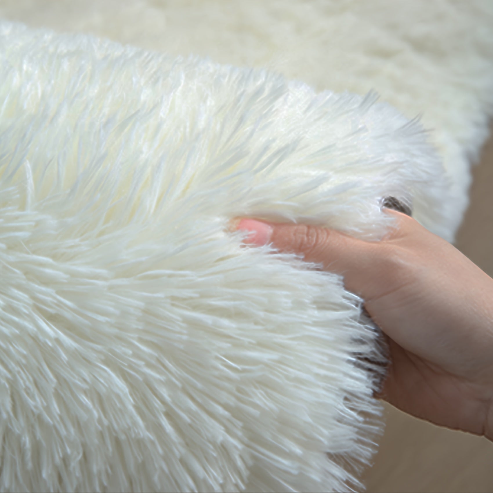 1pc, Nordic Style Solid Color High-Density Long Plush Mat