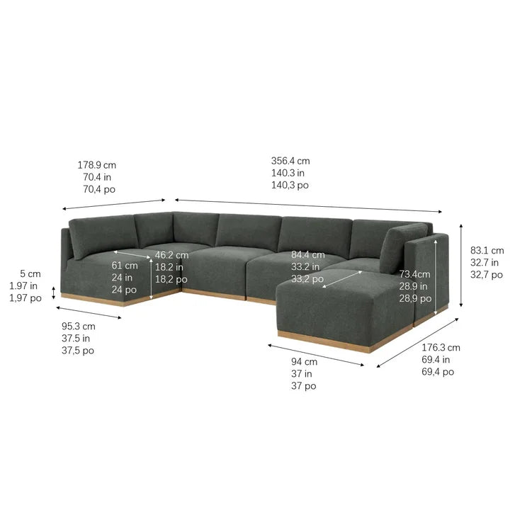 Fabric Modular Sectional with Ottoman