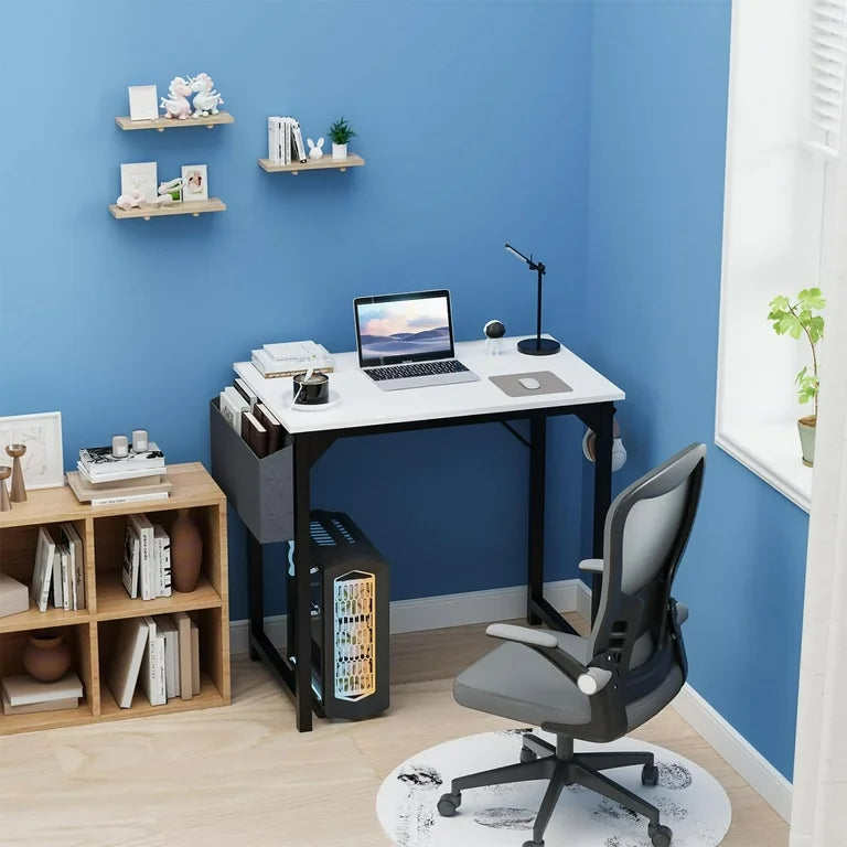 DUMOS 32'' Small Office Desk – White Wood