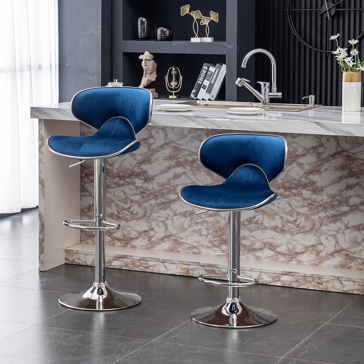 Roundhill Furniture Upholstered Adjustable Swivel Barstool