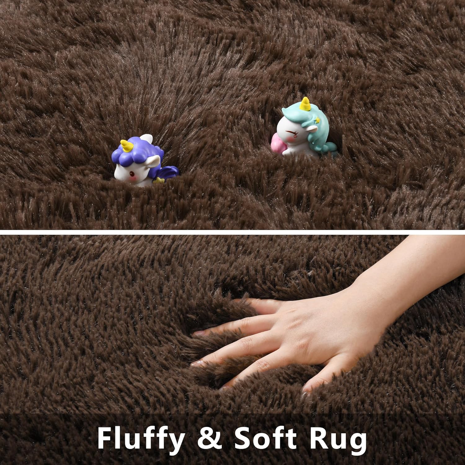 Foxmas Fluffy Brown Rug for Living Room