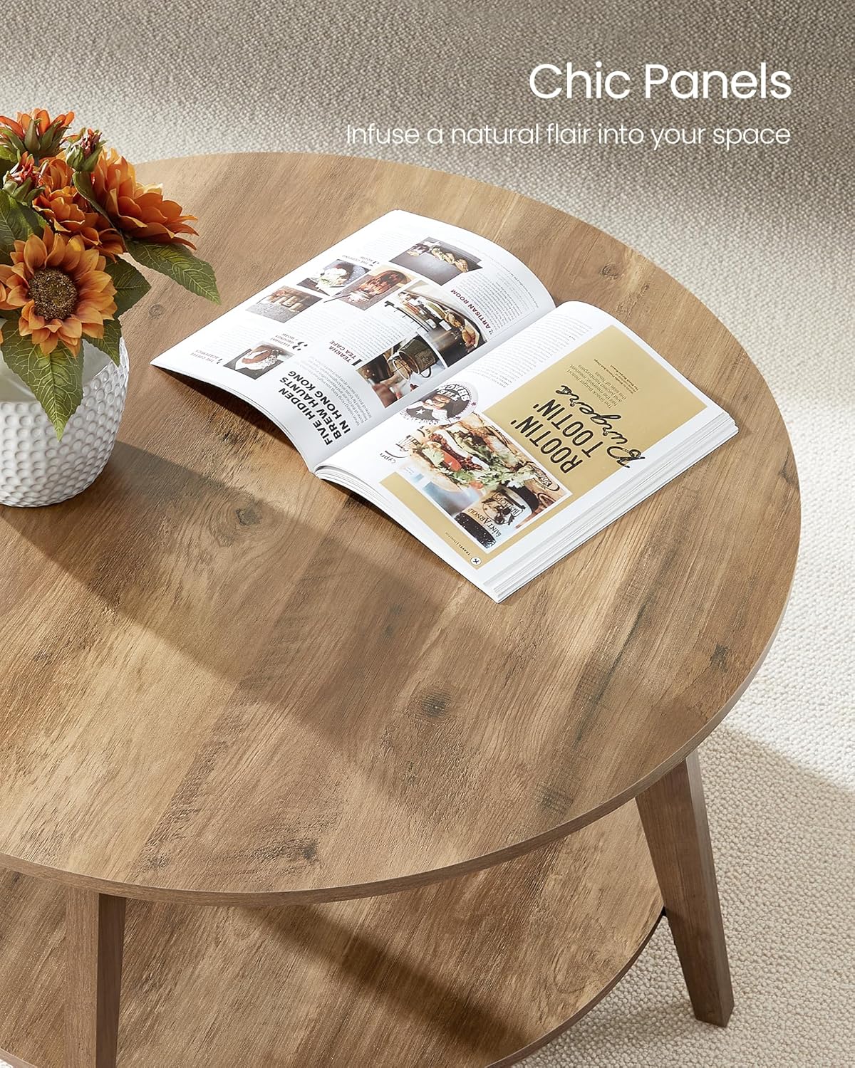 VASAGLE Round Coffee Table