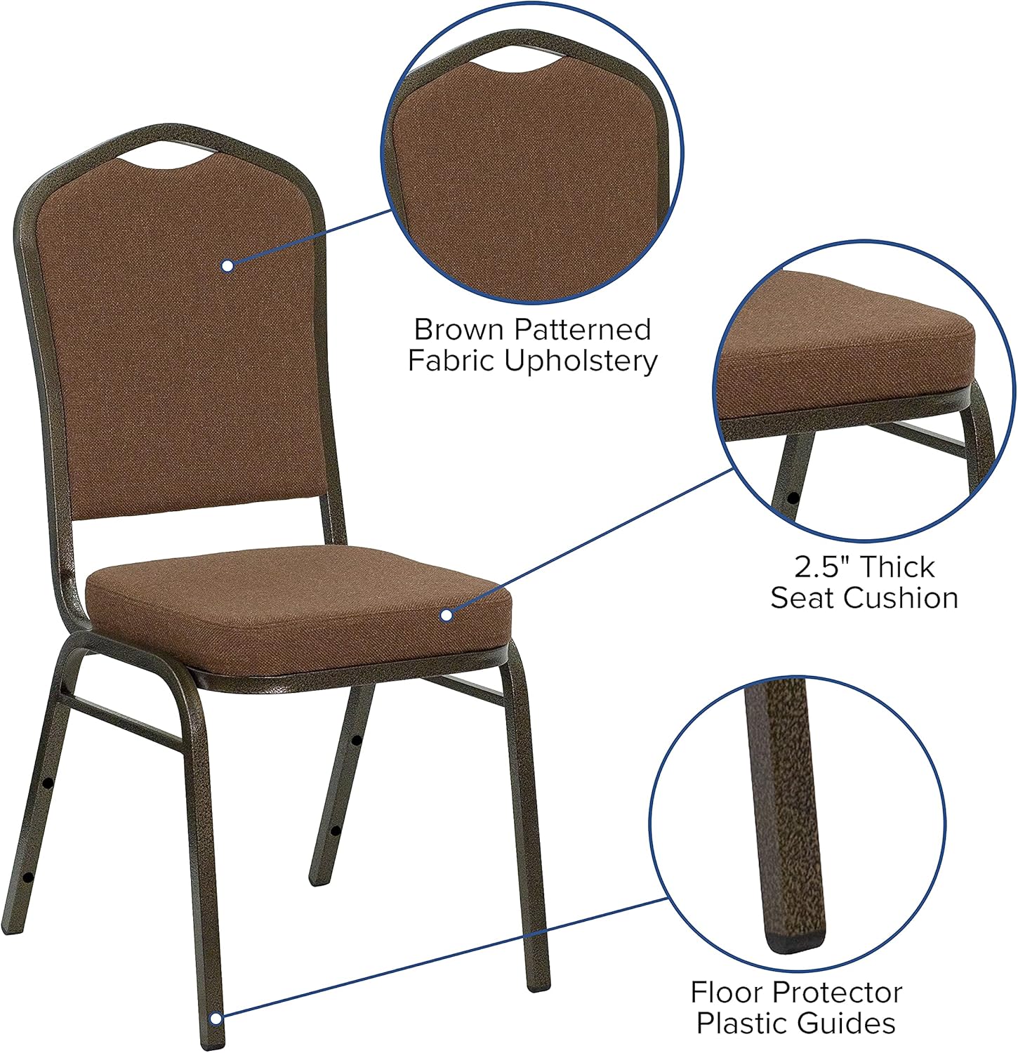 Flash Furniture HERCULES Series Crown Back Stacking Banquet Chair in Coffee Fabric