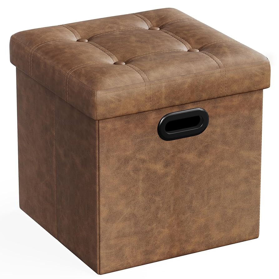SONGMICS Mazie 15'' Storage Ottoman – Coffee Brown