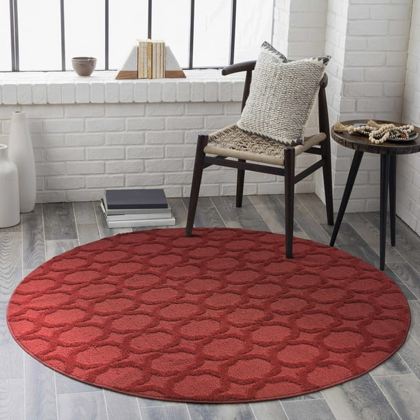 Garland Rug Sparta Area Rug, 5 Ft. Round, Chili Pepper Red