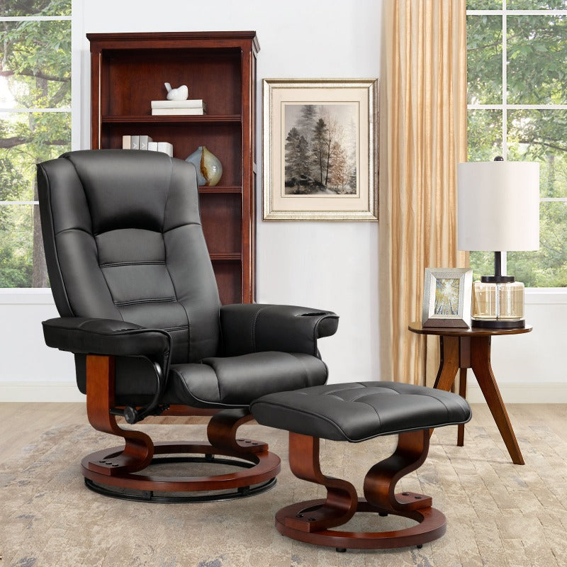 Heated Massage Recliner Chair with Ottoman – 360° Swivel