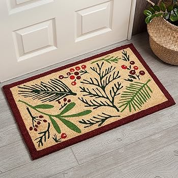 Now Designs Woods Natural Coconut Fiber Printed Doormat Vinyl Backed, 18 x 30 in