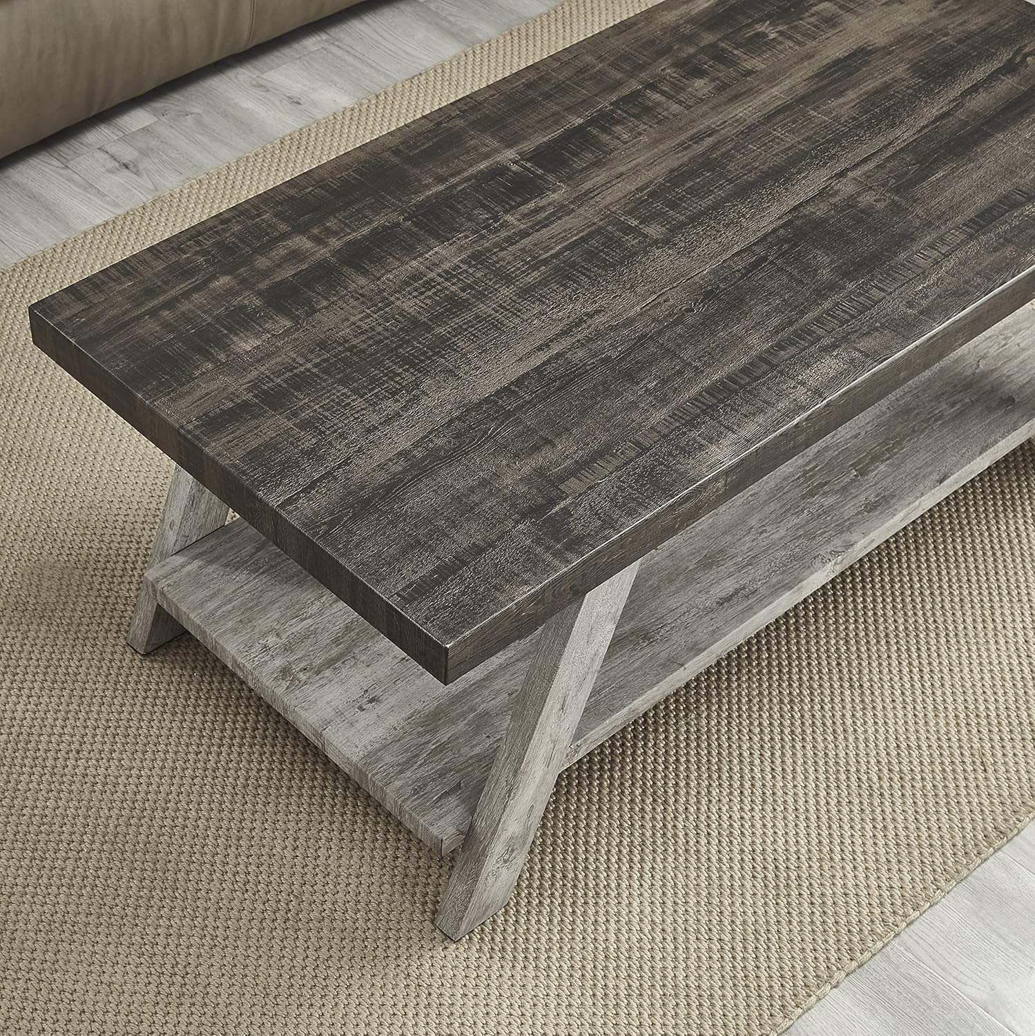 Roundhill Furniture Athens Contemporary Wood Shelf Coffee Table