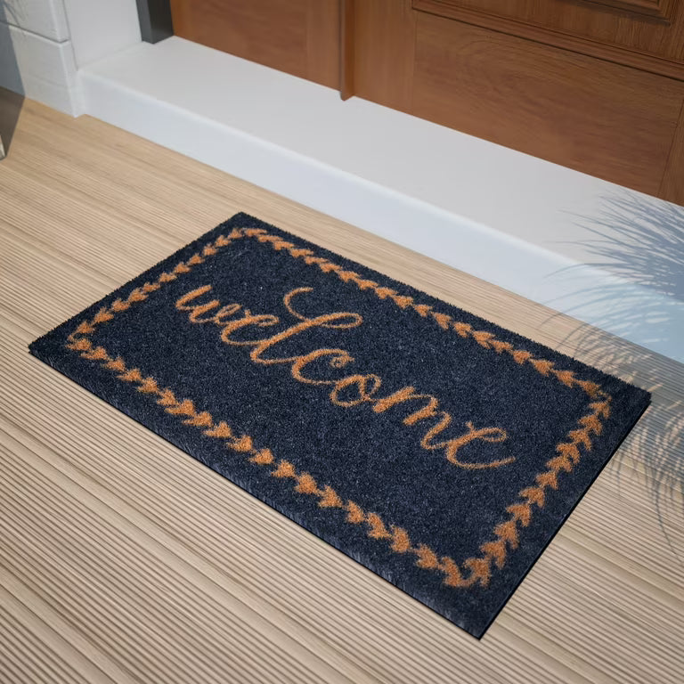 DII Hello Navy Coir Doormat 18x30 – Non-Slip & Durable