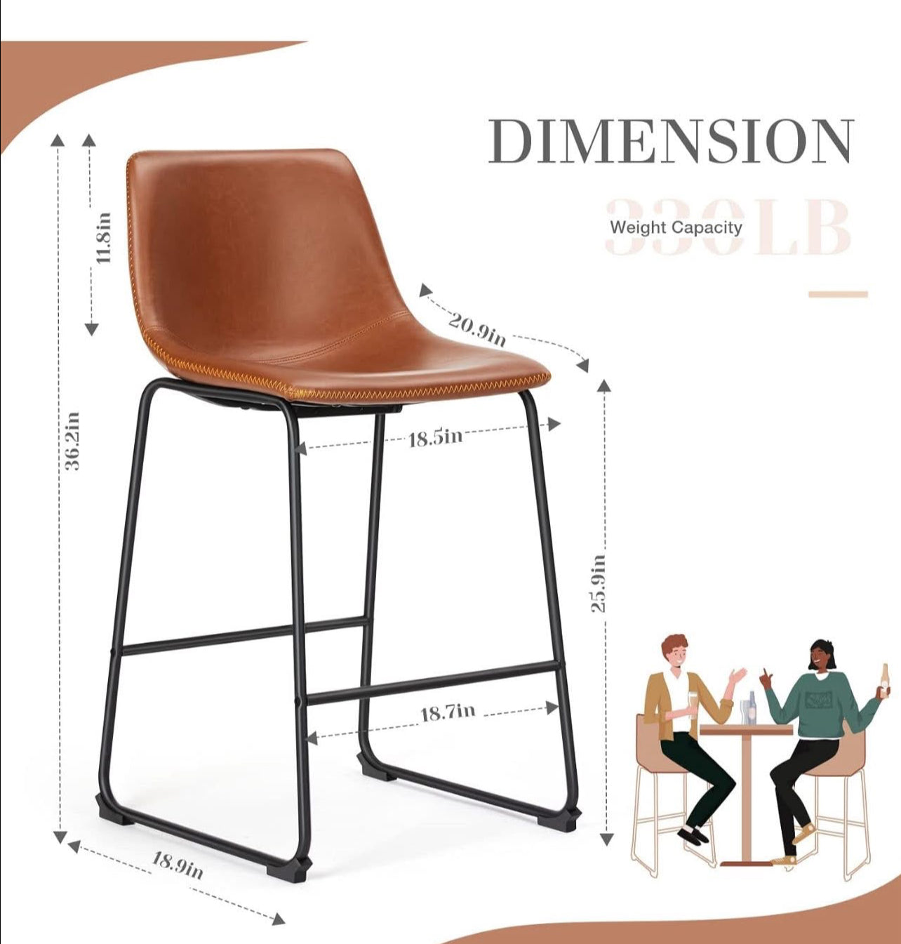 Sweetcrispy Counter Height Bar Stools Set of 4